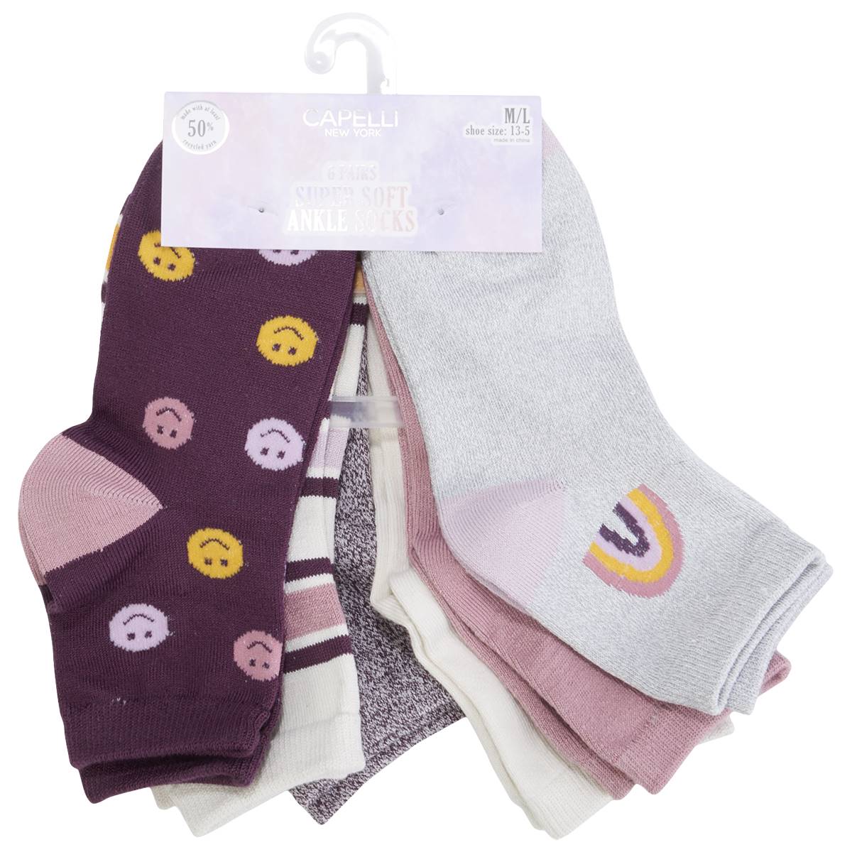 Girls Capelli New York 6pk. Icon Vibes Ankle Low Cut Socks