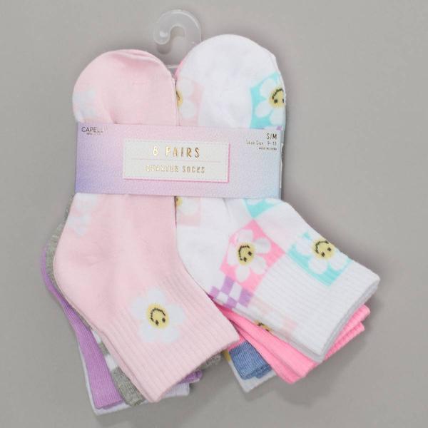 Girls Capelli(R) New York 8pk. Happy Love Quarter Socks