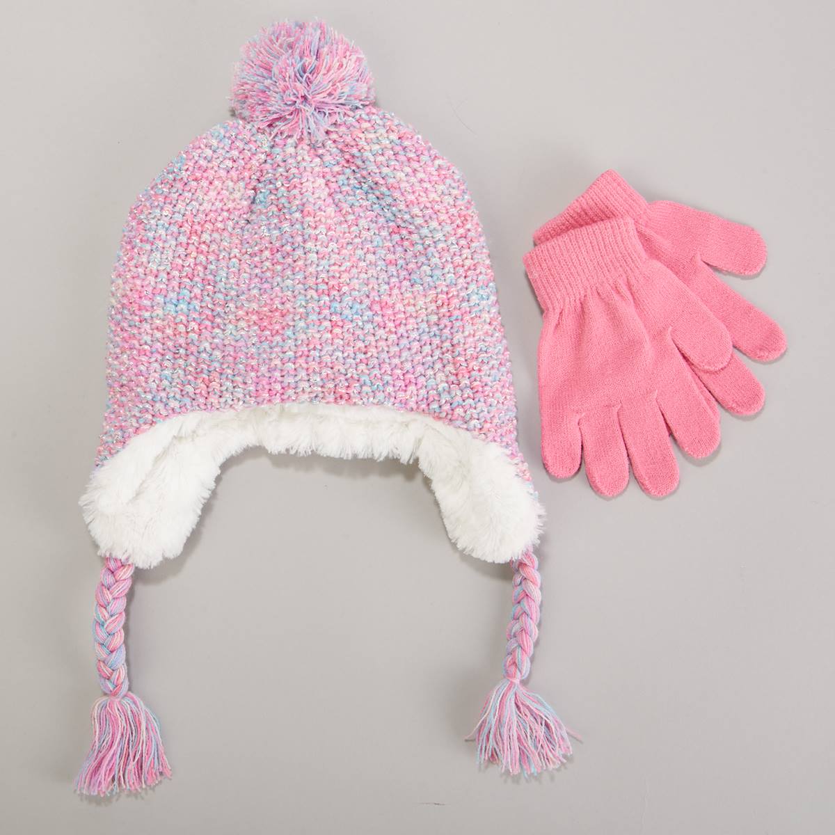 Girls Capelli(R) New York Space Dye Earflap Hat & Gloves Set