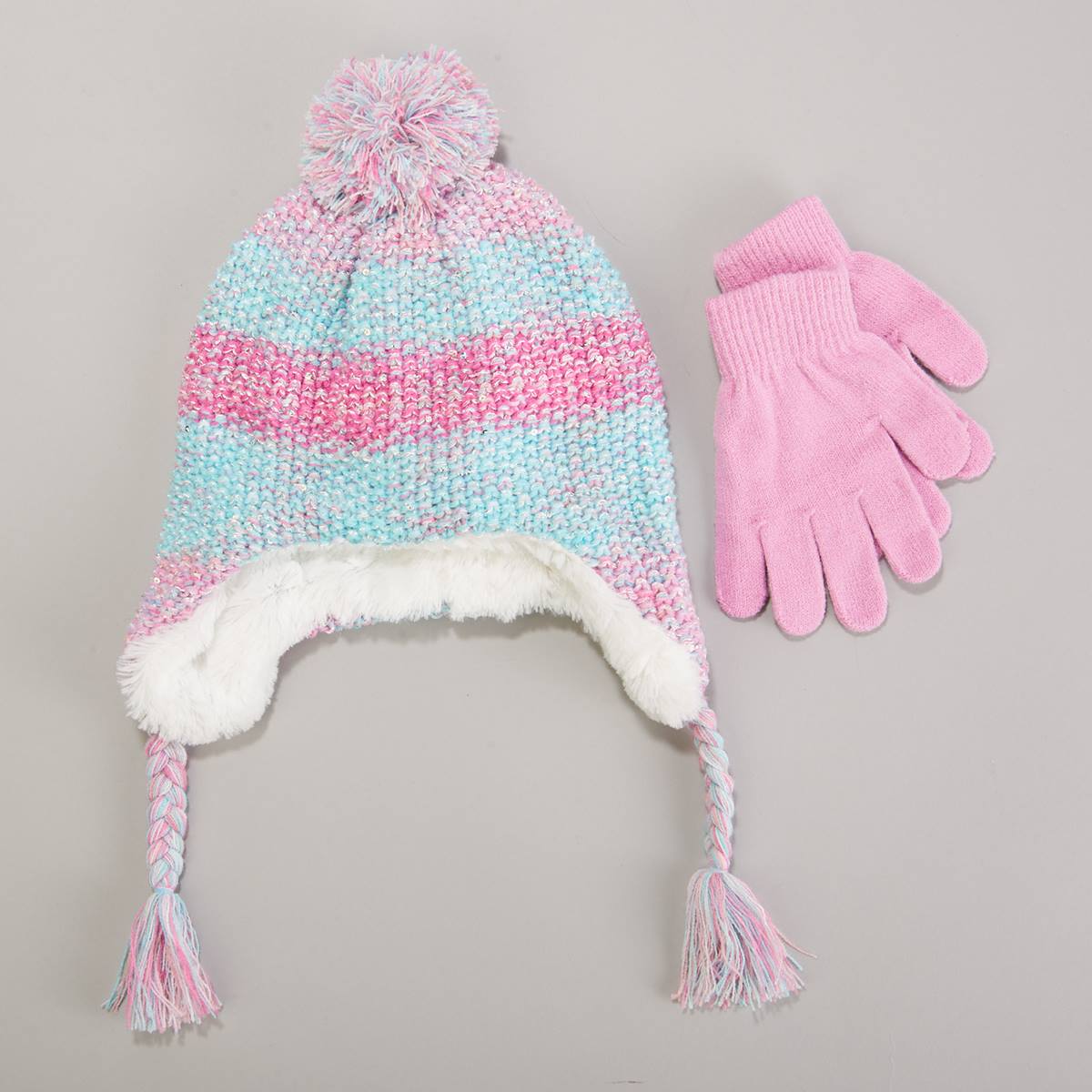 Girls Capelli(R) New York Colorblock Laplander Hat & Gloves Set