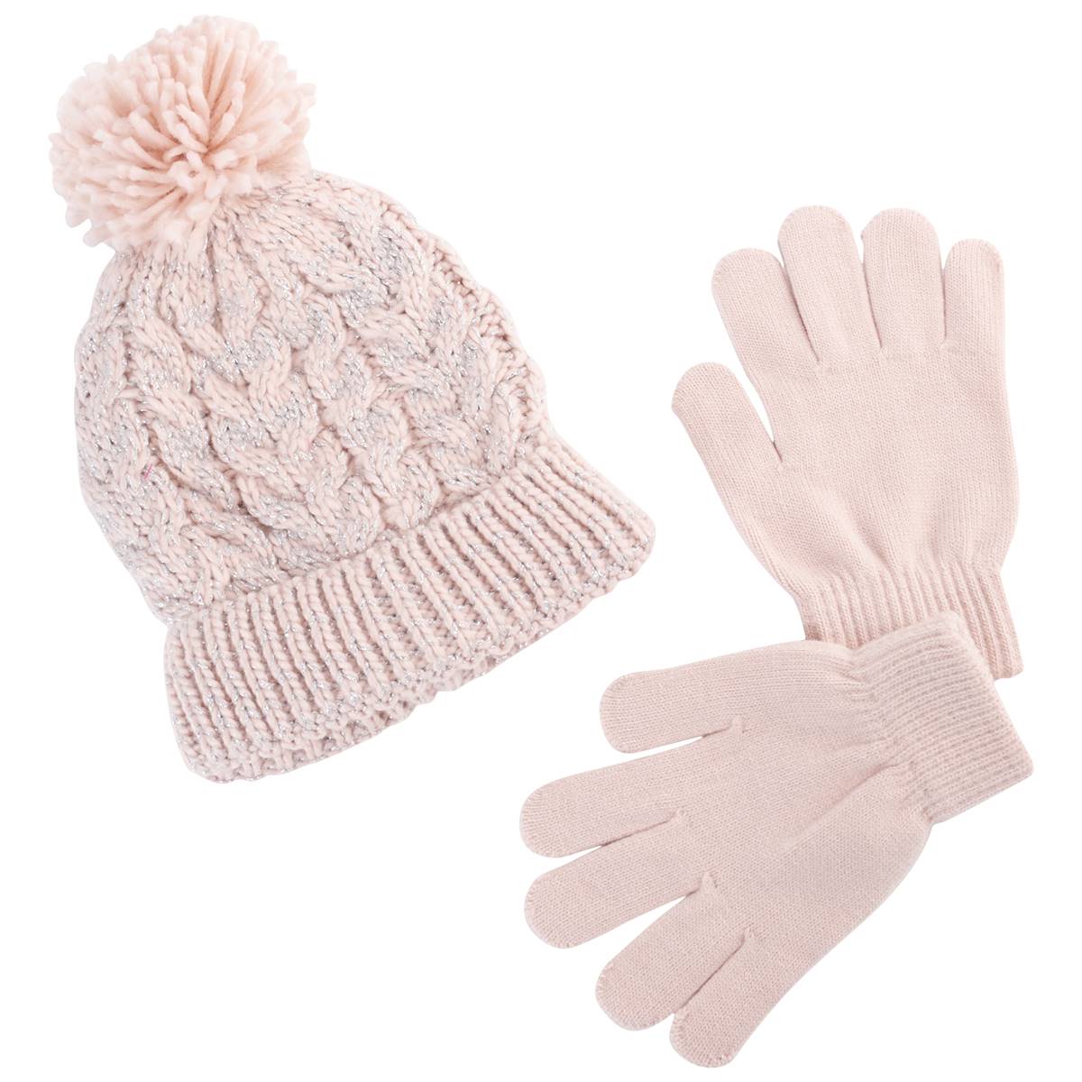 Girls Capelli(R) New York 2pc. Chunky Cable Hat W/Gloves Set