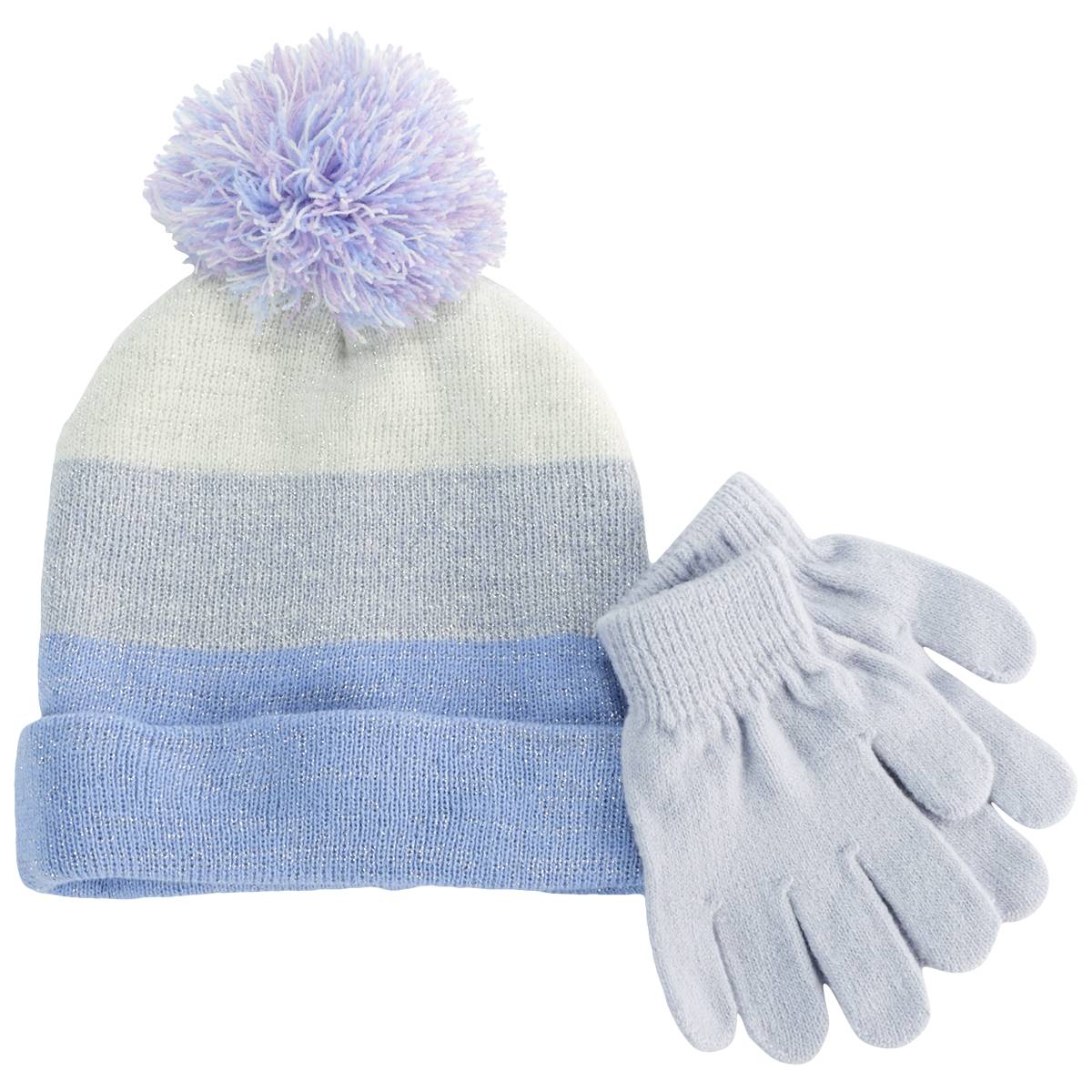 Girls Capelli(R) New York Color Block Knit Hat & Gloves Set