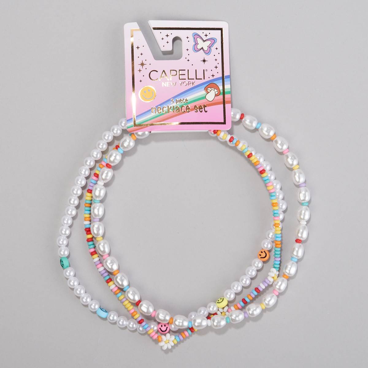 Girls Capelli(R) New York 3pk. Smiley & Daisy Beaded Necklaces