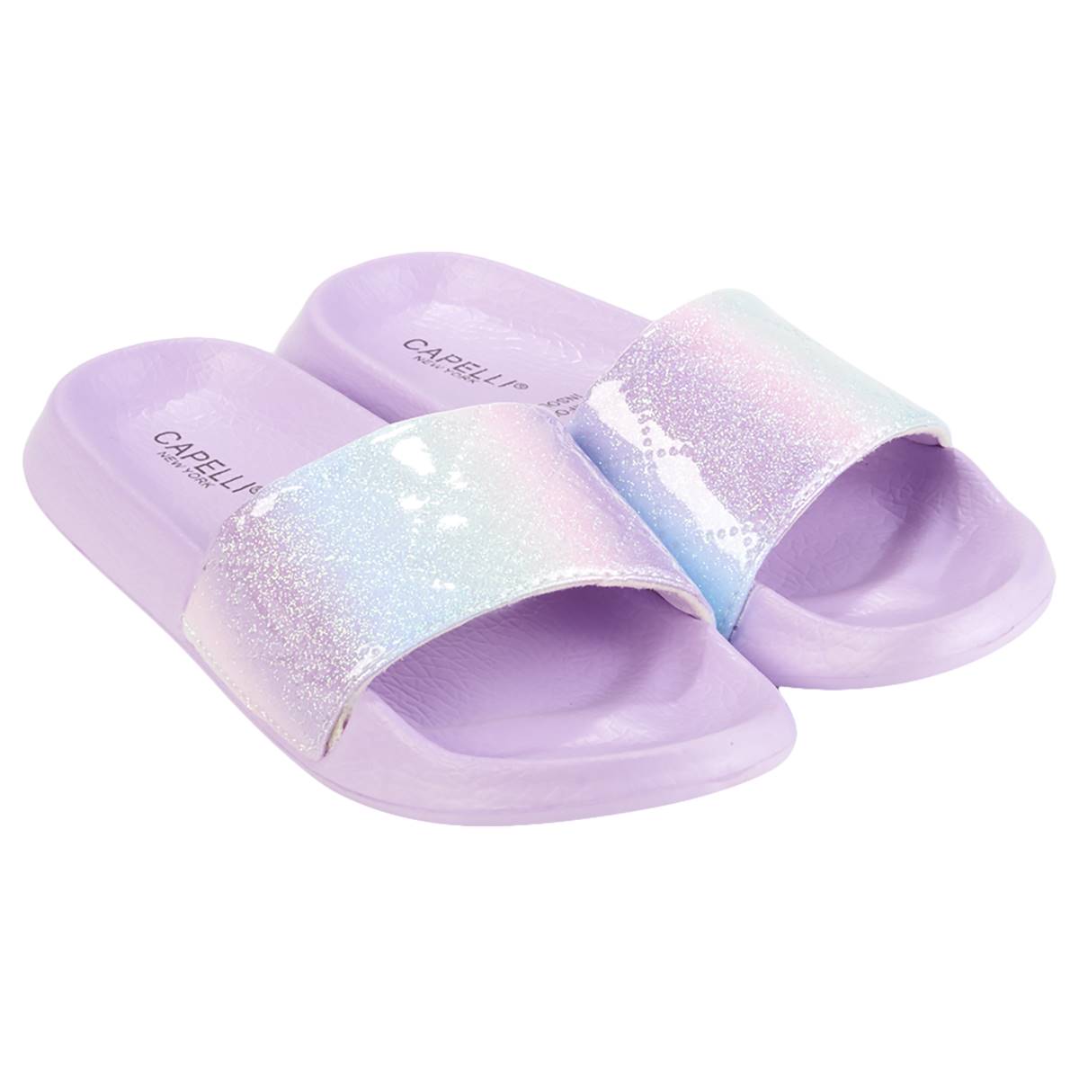 Girls Capelli(R) New York Glitter Ombre Quilted Slides