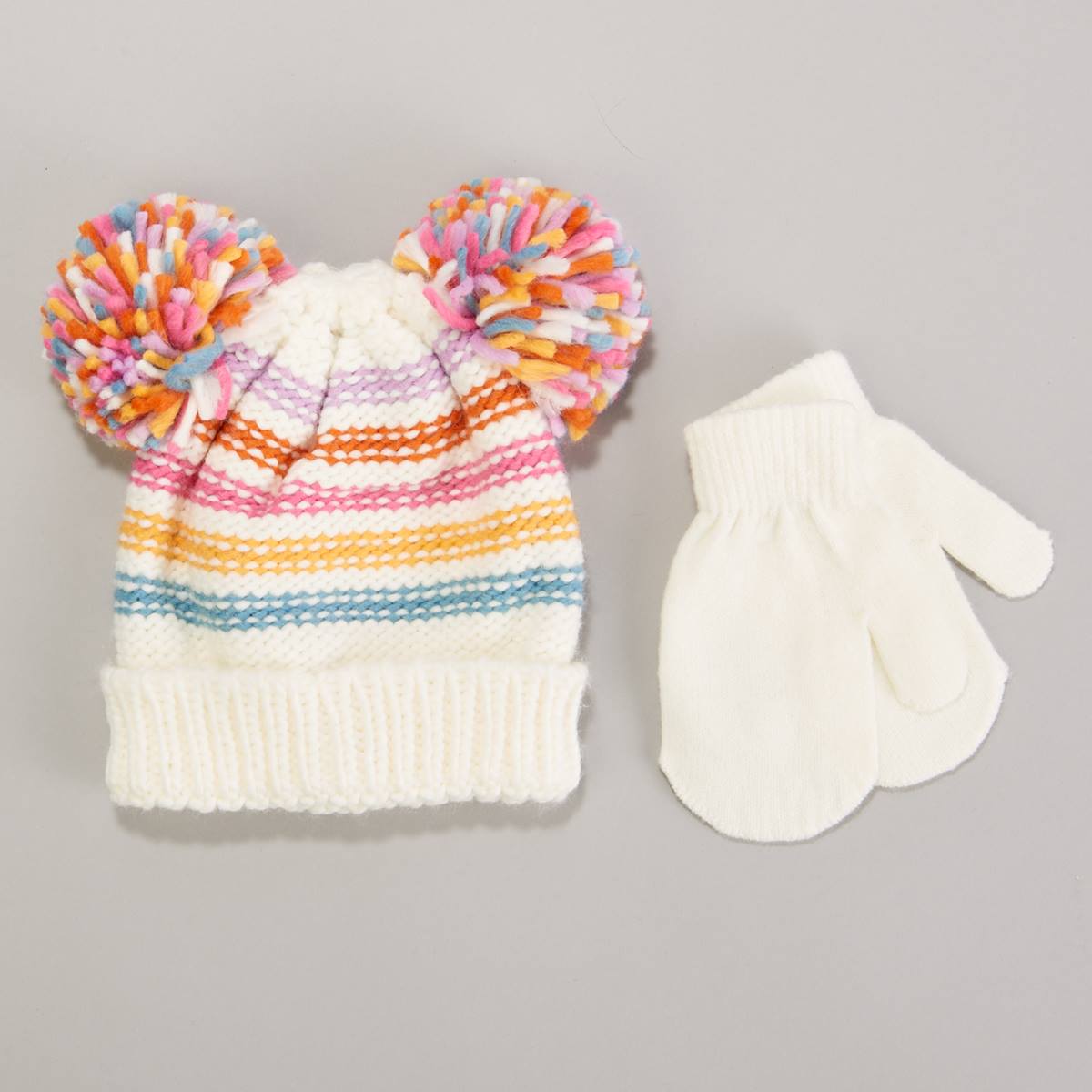 Toddler Girl Capelli New York Stripe Hat W/ Mittens