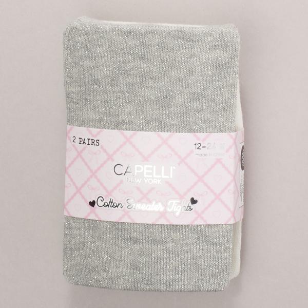 Baby Girl (12-24M) Capelli(R) New York 2pk. Lurex & Solid Tights