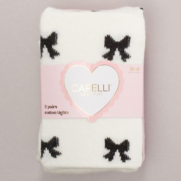 Toddler Girl Capelli(R) New York 2pk Bows/Solid Sweater Knit Tights
