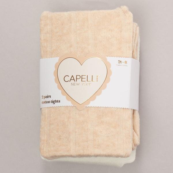 Baby Girl (12-24M) Capelli(R) New York 2pk Pointelle & Solid Tights