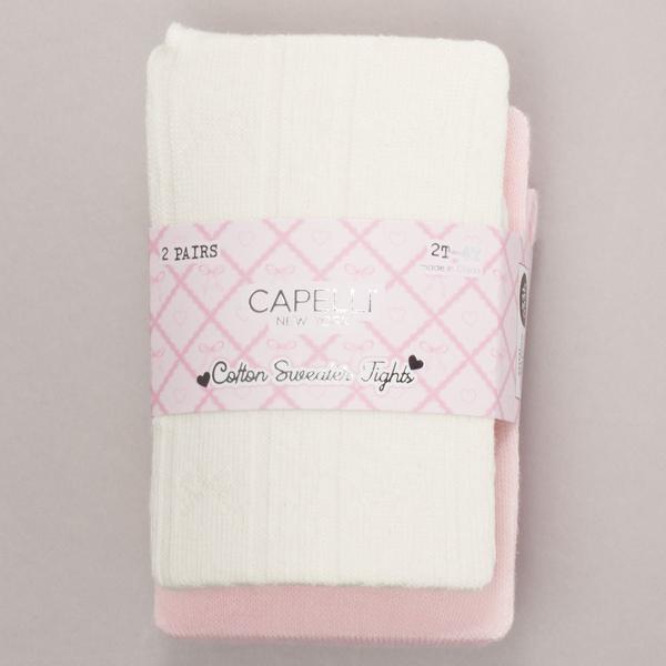 Toddler Girl Capelli(R) New York 2pk Bow Pointelle & Solid Tights