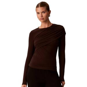 Womens Calvin Klein Long Sleeve High Neck Wrapover Blouse