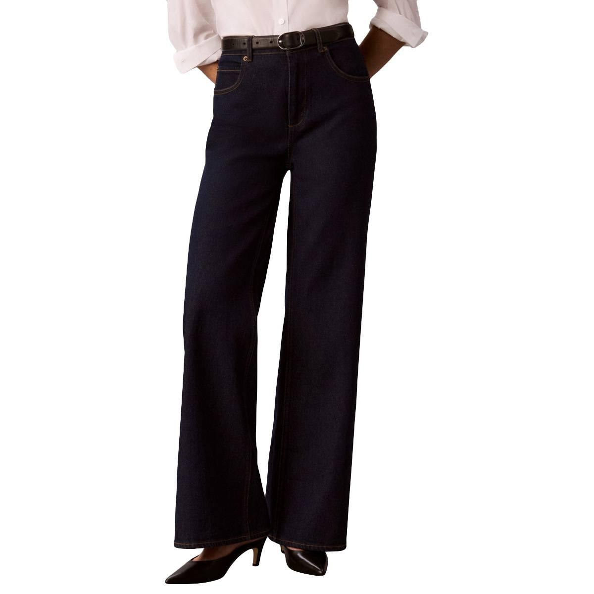 Calvin Klein Women's High-Rise Wide-Leg Flare Jeans - Bleeker Wash