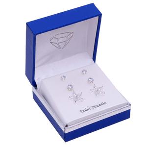 Silver-Tone 3pc. CZ Stud Earring Set
