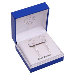 Silver-Tone CZ Huggie Hoop Top & 4mm Round CZ Earrings Set
