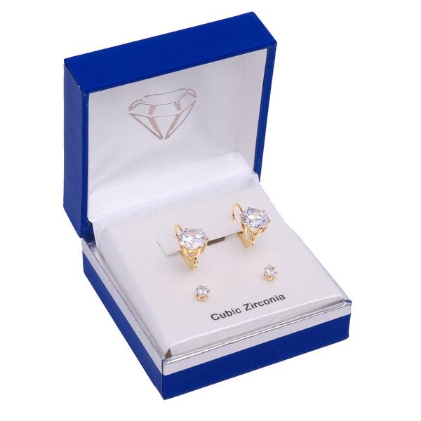 Gold-Tone Round CZ Earring Duo Set