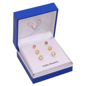 Gold-Tone Chocolate CZ Earring Trio Set