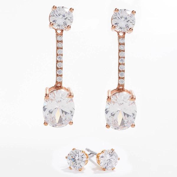 Rose Gold-Plated CZ Stud Earrings
