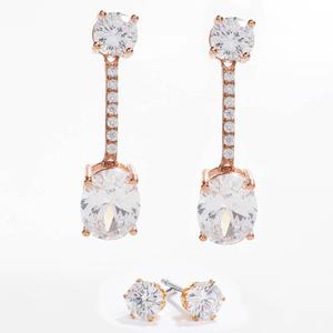 Rose Gold-Plated CZ Stud Earrings