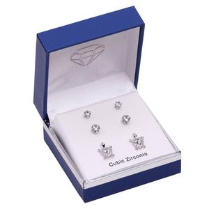 Silver-Tone CZ Turtle Earring Trio Set