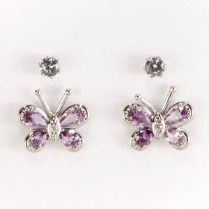 2pr. Amethyst CZ Earrings Set
