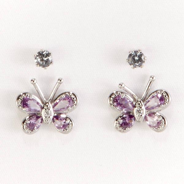 2pr. Amethyst CZ Earrings Set