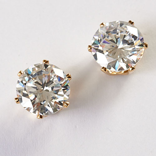 Gold & 9ctw. CZ Post Earrings