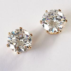 Gold 9ctw. Round CZ Post Stud Earrings