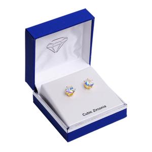 CZ 18kt. Gold-Tone 9mm Stud Earrings