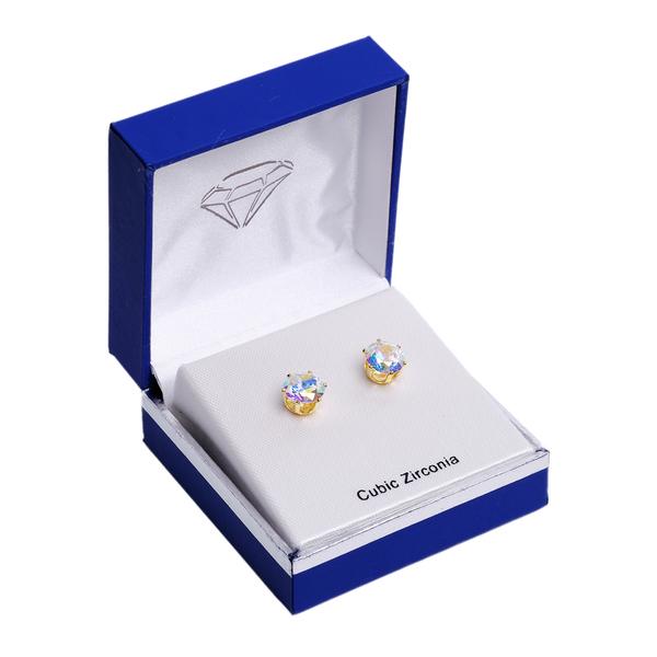 CZ 18kt. Gold-Tone 9mm Stud Earrings
