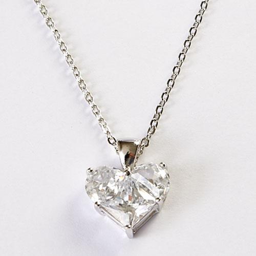 CZ Silver Heart Pendant Necklace