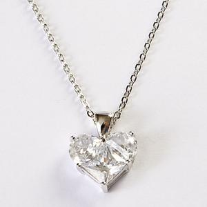 CZ Silver Heart Pendant Necklace