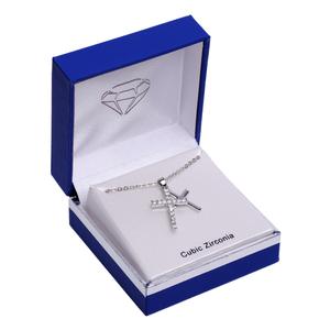 CZ Double Cross Pendant