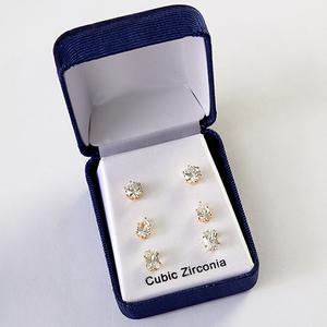 3pr. Gold Tone Multi Shaped Post Earrings Set
