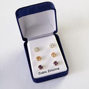 3pr. Champagne & Amethyst Earrings Set