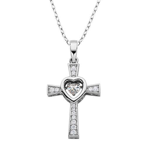 Splendere Dancing Cross Pendant Necklace