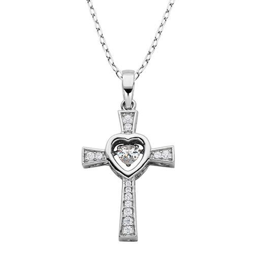 Splendere Dancing Cross Pendant Necklace