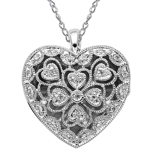 Splendere CZ Heart Locket Necklace