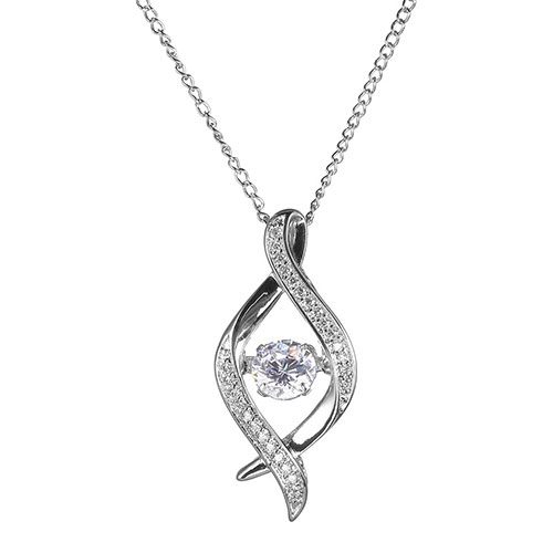 Splendere Sterling Silver Cubic Zirconia X Pendant Necklace