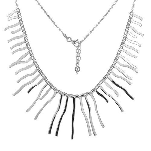 Sterling Silver High Polished Fringe Necklace