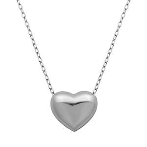 Simple Rhodium Plated Sterling Silver Heart Necklace