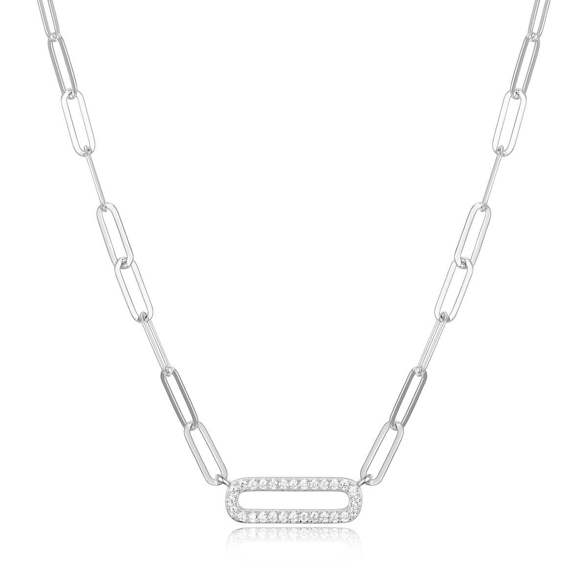 Forever Facets Sterling Silver Oval Link Necklace