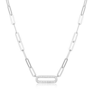 Forever Facets Sterling Silver Oval Link Necklace