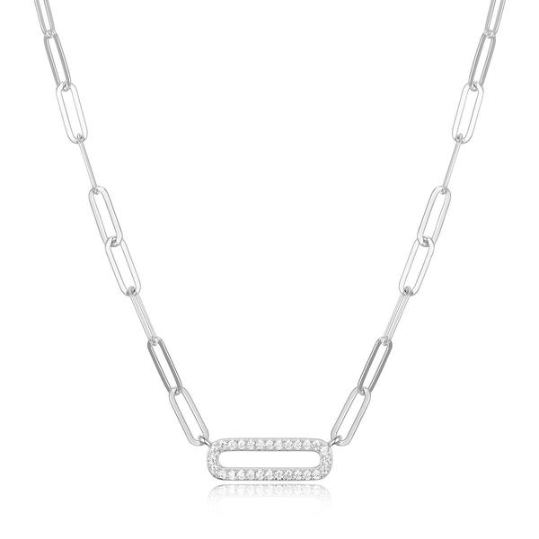 Forever Facets Sterling Silver Oval Link Necklace
