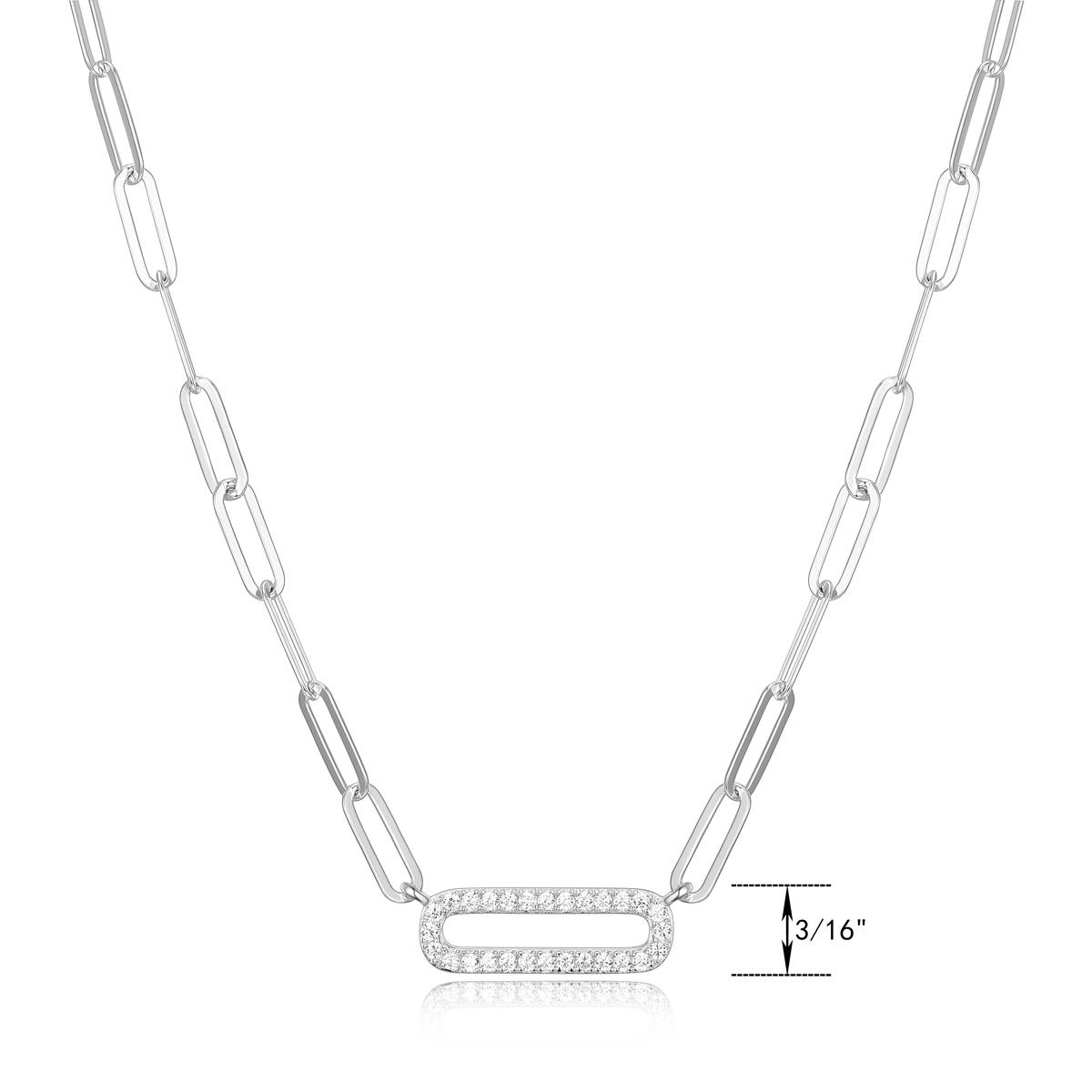 Forever Facets Sterling Silver Oval Link Necklace