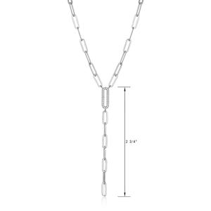 Forever Facets Sterling Silver Y Shape Paperclip Necklace alternate view