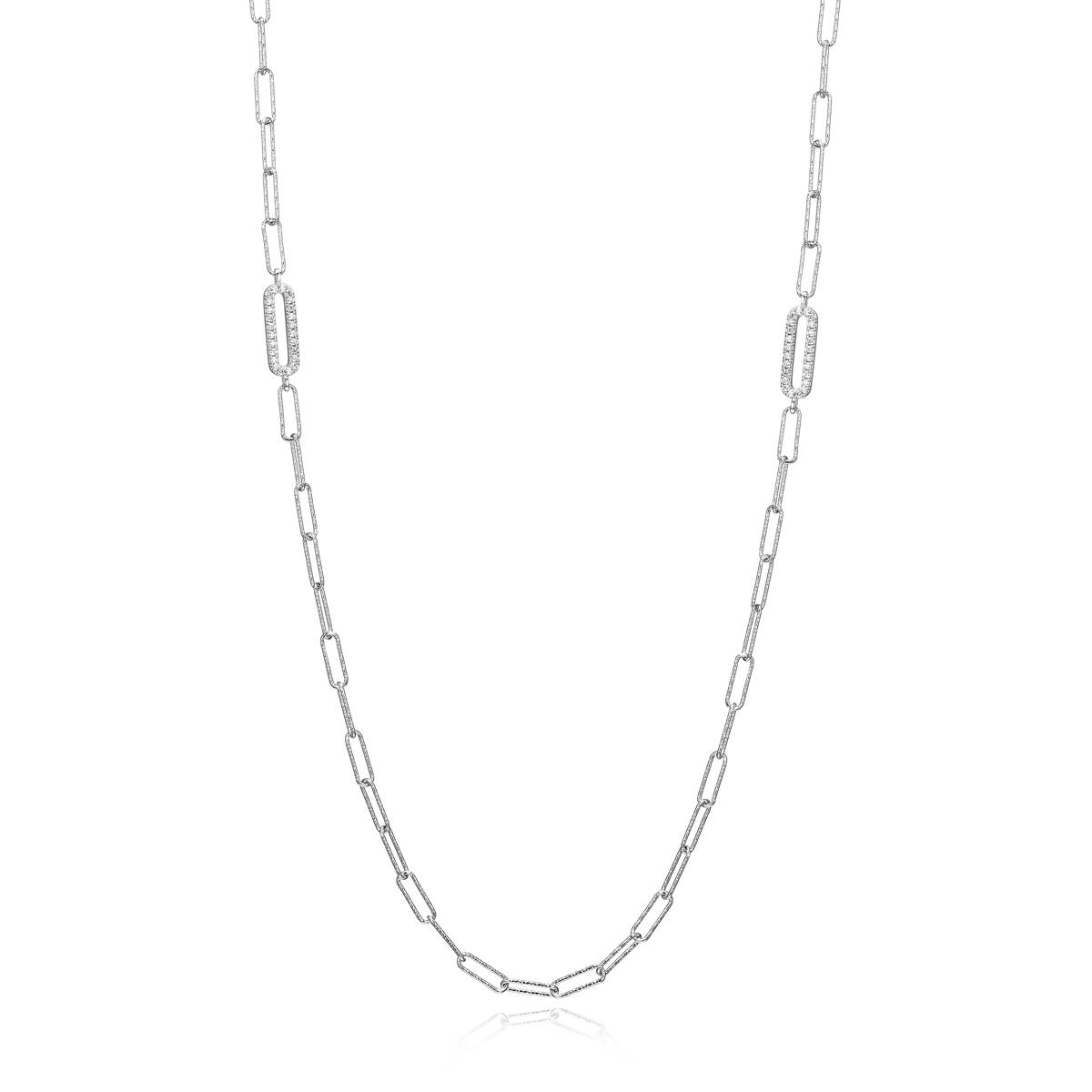 Forever Facets Sterling Silver Long Paperclip Necklace