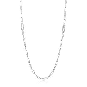 Forever Facets Sterling Silver Long Paperclip Necklace