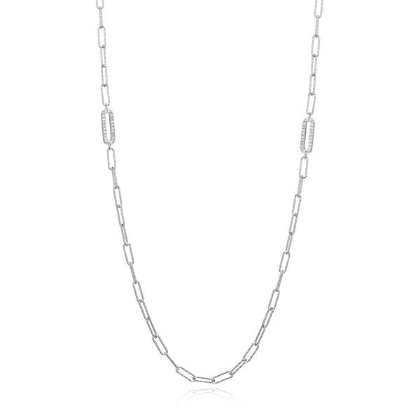 Forever Facets Sterling Silver Long Paperclip Necklace