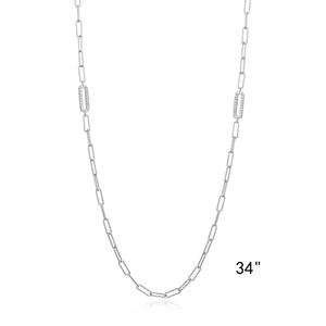 Forever Facets Sterling Silver Long Paperclip Necklace alternate view