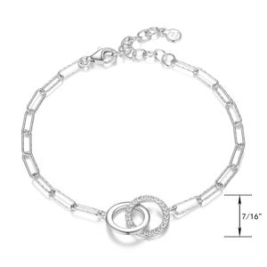 Forever Facets Sterling Silver Double Circle Link Bracelet alternate view