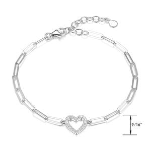 Forever Facets Sterling Silver Open Heart Chain Bracelet alternate view